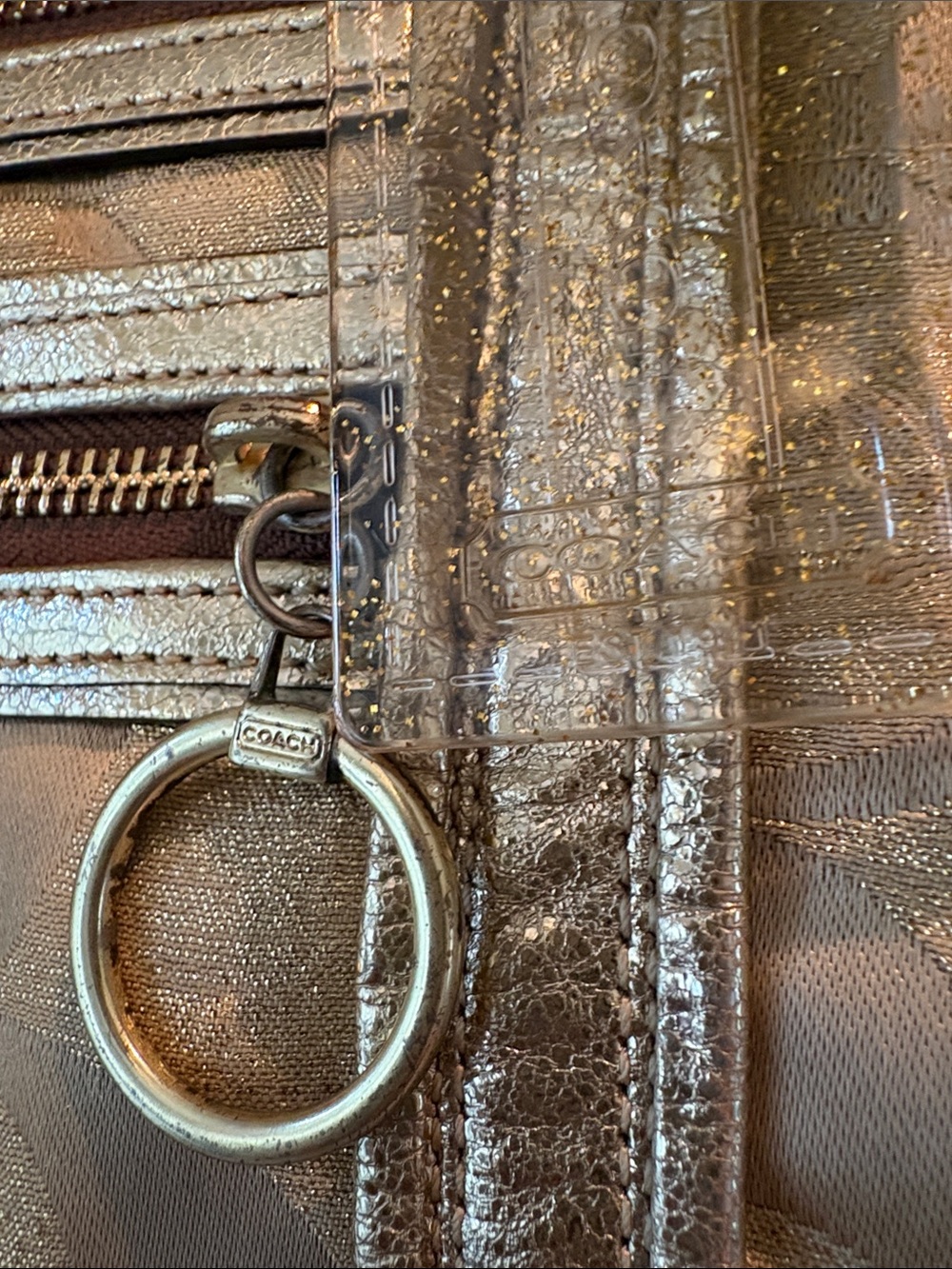 Coach Poppy Signature C Gold Lurex Tote - Picture 5 of 15